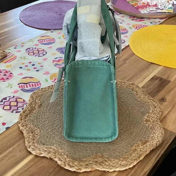 Coach Teal Canvas Tote Bag - Picture 5 of 6